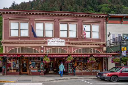 Juneau, Alaska - July 27, 2022: Central Juneau Alaska is home to many tourist shops, restaurants and landmarks.のeditorial素材