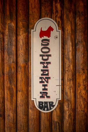 Juneau, Alaska - July 27, 2022: Central Juneau Alaska is home to many tourist shops, restaurants and landmarks. Views of the Red Dog Saloon.のeditorial素材