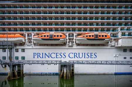 Juneau, Alaska - July 27, 2022: Majestic Princess of Princess cruises at the cruise dock in Juneau.のeditorial素材