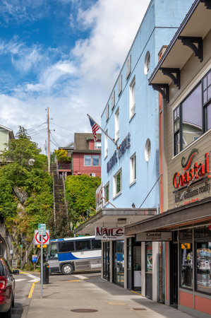 Ketchikan, Alaska - July 29, 2022: Views of the historic wooden buildings in the popular cruise destination of Ketchikan.のeditorial素材