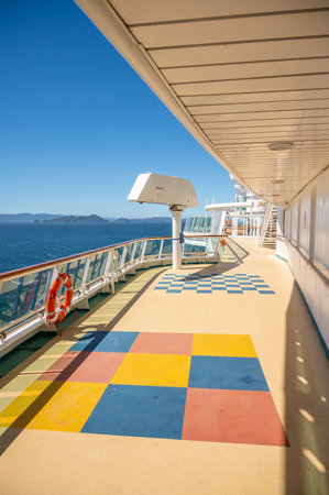 British Columbia - July 30, 2022: On the deck of the Serenade of the Seas off Vancouver Island.のeditorial素材