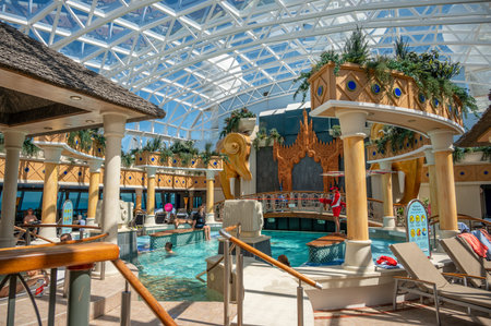 British Columbia - July 30, 2022:  Solarium ool deck on the Serenade of th Seas.のeditorial素材
