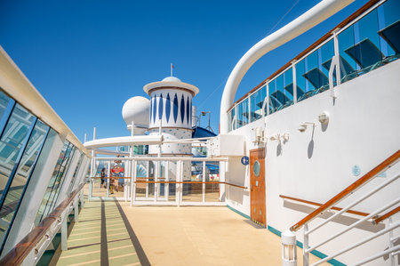 British Columbia - July 30, 2022: On the deck of the Serenade of the Seas off Vancouver Island.のeditorial素材