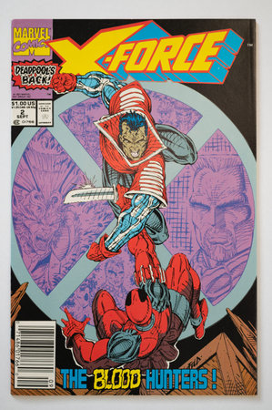 Calgary, Alberta - January 14, 2023: Cover of a vintage Marvel Comics X-Force comic.