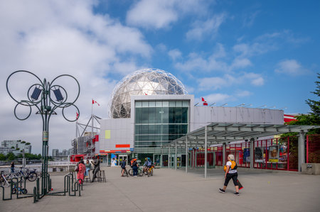 Vancouver, British Columbia - May 27, 2023: Views of the landmark Science World in Vancouver, Canada.のeditorial素材
