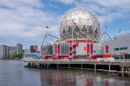 Vancouver, British Columbia - May 27, 2023: Views of the landmark Science World in Vancouver, Canada.のeditorial素材