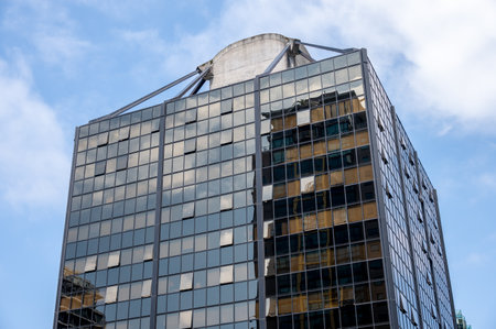 Vancouver, British Columbia - May 27, 2023: Views of the landmark Qube building in Vancouver's downtown.のeditorial素材