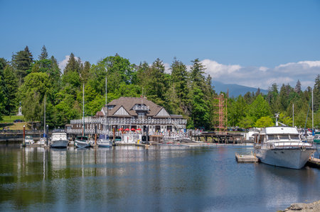 Vancouver, British Columbia - May 27, 2023: Views of the Vancouver Rowing Club building at Stanley Park.のeditorial素材