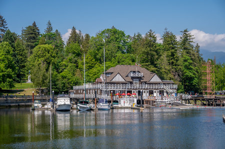 Vancouver, British Columbia - May 27, 2023: Views of the Vancouver Rowing Club building at Stanley Park.のeditorial素材