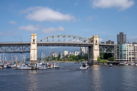 Vancouver, British Columbia - May 27, 2023: Views of Vancouver's False Creek from Granville Island.のeditorial素材