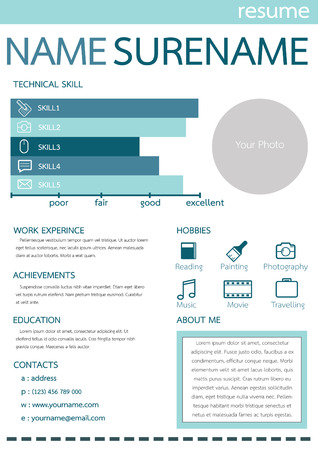 resume template, blue designfree iconのイラスト素材