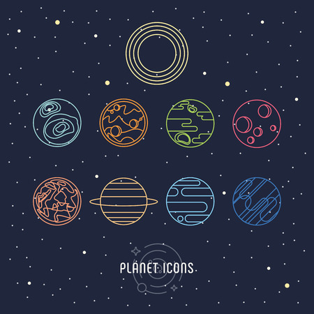 Planet galaxy outline icons vector&#xA;のイラスト素材