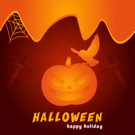 Happy halloween holiday poster template illustration. Vector illustration on a Happy Halloween themeのイラスト素材