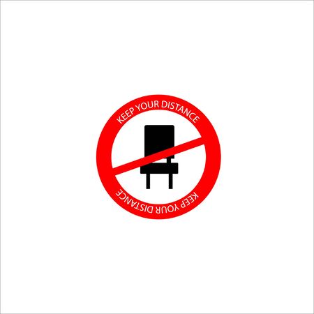 Social distance. Distance icon. Place to ban sittingのイラスト素材