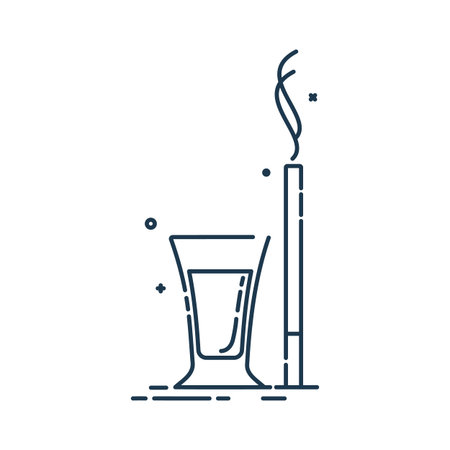 Glass of alcohol and cigarette great design for any purposes. Isolated illustration white...