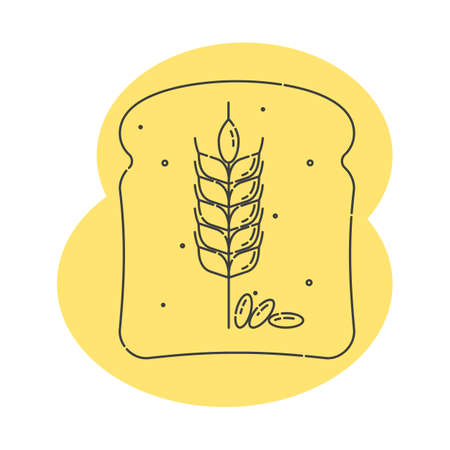 Farm wheat ears icon against the background of a loaf of bread.のイラスト素材