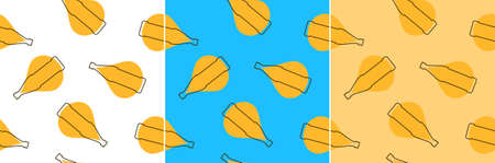 Beer bottles and alcohol drop seamless pattern. Line art style. Outline image. Three repeat template. Party drinks. Color Illustration on white background. Flat design style for any purposes.のイラスト素材