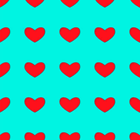 Line art seamless pattern in the shape of a heart on color background. Romance graphic texture. holiday celebration concept. decorative print. geometric bright wallpaper. Black contour line.のイラスト素材