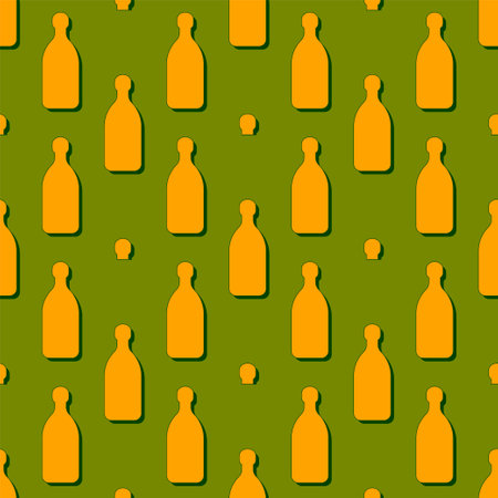 Tequila bottles seamless pattern. line art style. outline image. color repeat template. party drinks concept. illustration on background. Flat design style for any purpose.のイラスト素材
