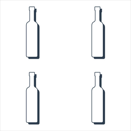 Vodka bottles seamless pattern. Line art style. Outline image. Black and white repeat template. Party drinks concept. Illustration on white background. Flat design style for any purposes.のイラスト素材