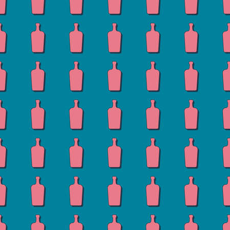 Liquor bottles seamless pattern. line art style. outline image. color repeat template. party drinks concept. illustration on background. Flat design style for any purpose.のイラスト素材