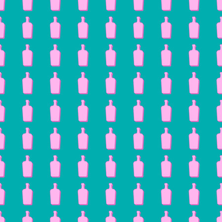 Liquor bottles seamless pattern. line art style. outline image. color repeat template. party drinks concept. illustration on background. Flat design style for any purpose.のイラスト素材