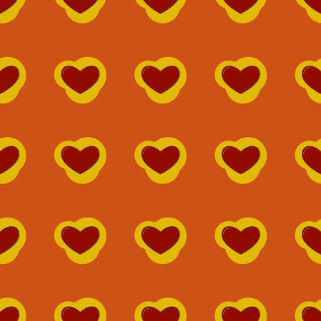 Line art seamless pattern in the form of a red heart on color figure. Romance graphic texture....