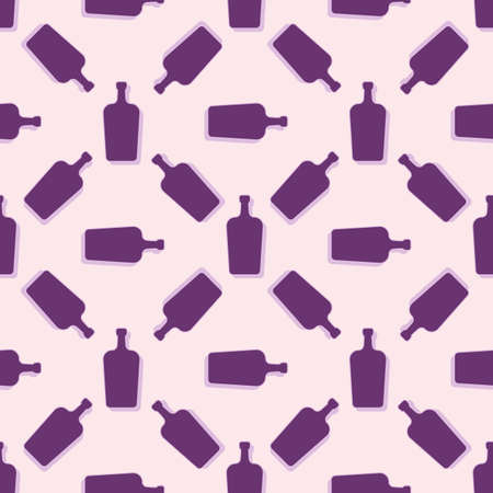 Liquor bottles seamless pattern. line art style. outline image. color repeat template. party drinks concept. illustration on background. Flat design style for any purposeのイラスト素材