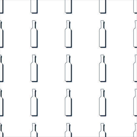 Vodka bottles seamless pattern. Line art style. Outline image. Black and white repeat template. Party drinks concept. Illustration on white background. Flat design style for any purposes.のイラスト素材