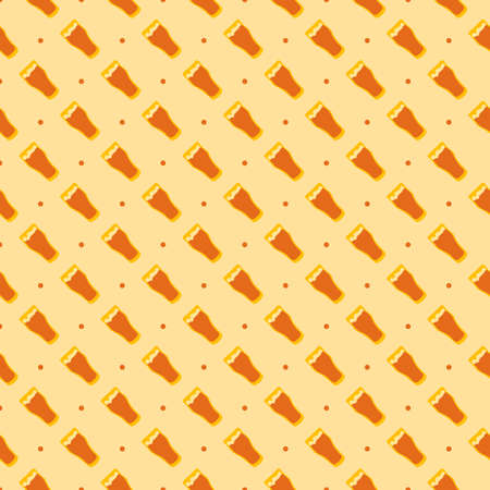 Beer glass seamless pattern, great design for any purpose. Doodle style. hand drawn image. color repeat template. party drinks concept. freehand drawing. Cartoon sketch graphic design.のイラスト素材