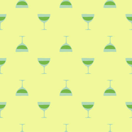 Vermouth glass seamless pattern, great design for any purpose. Doodle style. hand drawn image. color repeat template. party drinks concept. freehand drawing. Cartoon sketch graphic design.のイラスト素材