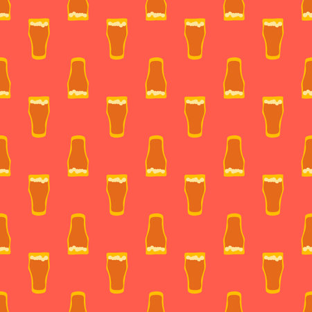 Beer glass seamless pattern, great design for any purpose. Doodle style. hand drawn image. color repeat template. party drinks concept. freehand drawing. Cartoon sketch graphic design.のイラスト素材