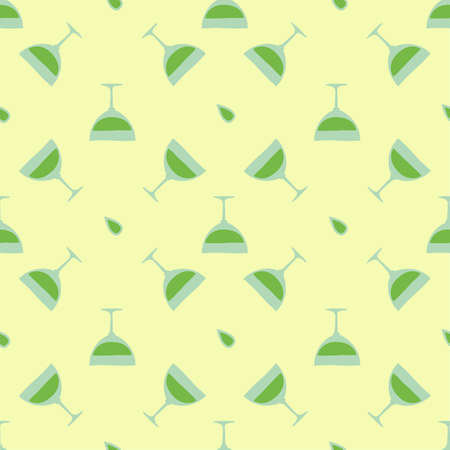 Vermouth glass seamless pattern, great design for any purpose. Doodle style. hand drawn image. color repeat template. party drinks concept. freehand drawing. Cartoon sketch graphic design.のイラスト素材
