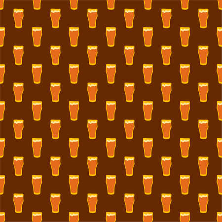 Beer glass seamless pattern, great design for any purpose. Doodle style. hand drawn image. color repeat template. party drinks concept. freehand drawing. Cartoon sketch graphic design.のイラスト素材