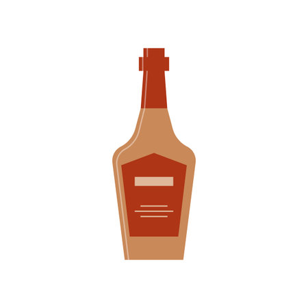 Bottle of whiskey, great design for any purpose. Cognac, brandy, rum. flat style. colorform. party drink concept. simple image shape.のイラスト素材