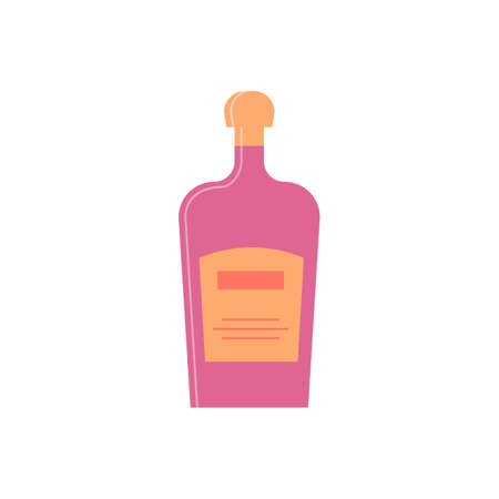 Bottle of liquor, great design for any purpose. flat style. colorform. party drink concept. Simple image shape.のイラスト素材
