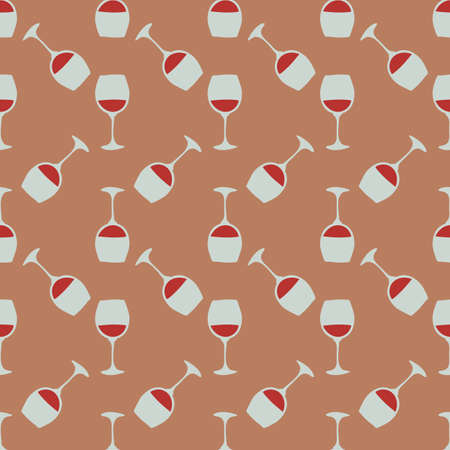 Red wine glass seamless pattern, great design for any purpose. Doodle style. hand drawn image. Repeat template. party drinks concept. freehand drawing. Cartoon sketch graphic design.のイラスト素材