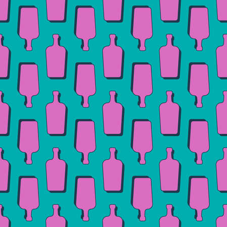 Liquor bottles seamless pattern. line art style. outline image. color repeat template. party drinks concept. illustration on background. Flat design style for any purpose.のイラスト素材