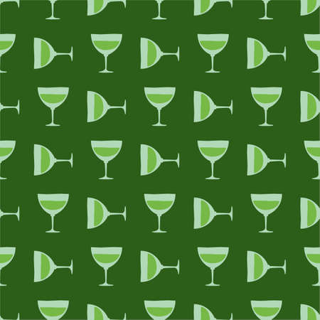 Vermouth glass seamless pattern, great design for any purpose. Doodle style. hand drawn image. color repeat template. party drinks concept. freehand drawing. Cartoon sketch graphic design.のイラスト素材