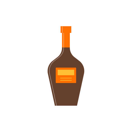 Bottle of whiskey or liquor, great design for any purpose. Cognac, brandy, rum. flat style. colorform. party drink concept. simple image shape.のイラスト素材
