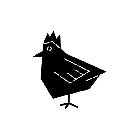 chicken silhouette. agriculture product. Rooster. Poultry. Line contour. Black white design element. Farm bird symbol shape. Isolated flat icon. Great design for any purpose.のイラスト素材