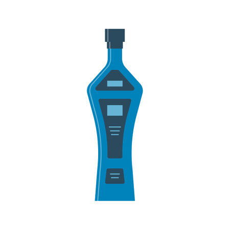 Bottle of gin or vodka, great design for any purpose. Icon bottle with cap and label. flat style. colorform. party drink concept. simple image shape.のイラスト素材