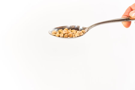 spoon with vine seeds, to plant in vegetable garden, earth day concept, space for copy, close up