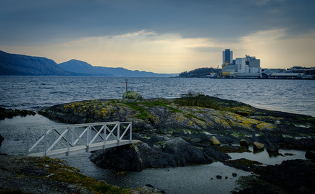 Bridge and Fjord in Norwayの写真素材