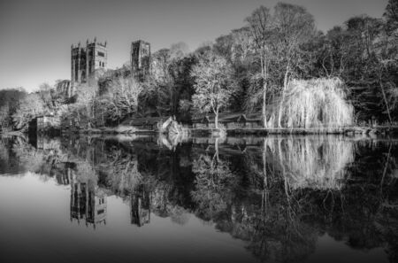 Durham Cathedral and the River Wear, County Durham, Englandの写真素材