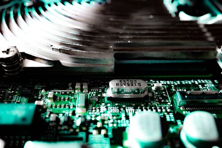 Painted Circuit and Heat Sink. Computer  Circuit Boardの写真素材