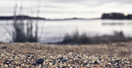 Gravel and sand by the beachの写真素材