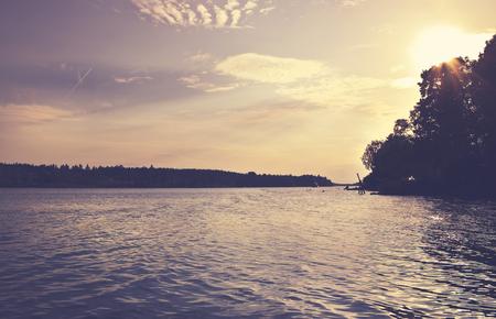 Beautiful summer season specific photograph. Summer archipelago with beautiful sunlights and waterline. Lovely lights and colors. Summer environment.の写真素材