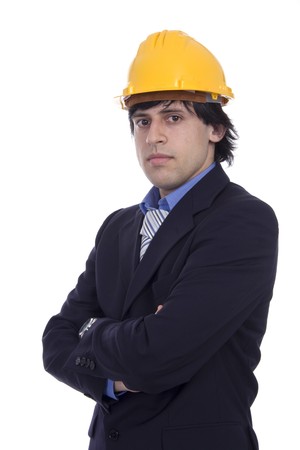 construction man isolated over whiteの写真素材