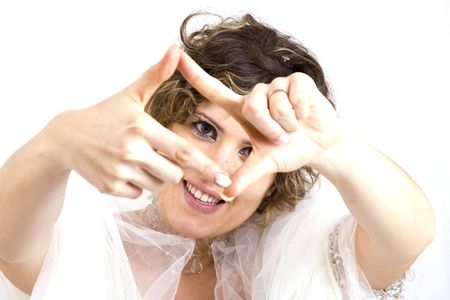 bride over whiteの写真素材